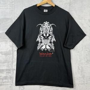 Vintage 2004 Wicked Jester Graphic T-Shirt L Black Skull Gothic Quote Tee Delta